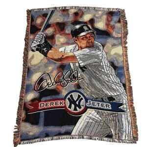 Vintage Derek Jeter MLB Throw New York Yankees Blanket Tapestry 46x60" Captain 2